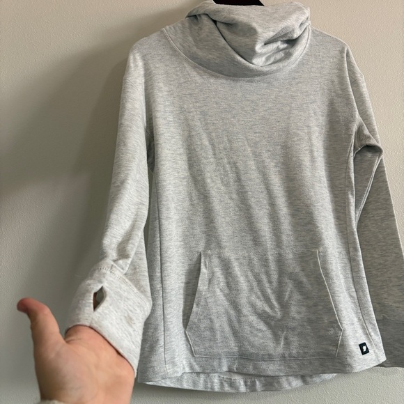 Fundamental Coast Women’s Mock Cowl Neck Hoodie Size Medium Light Heather Gray - Picture 3 of 10